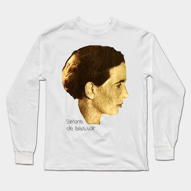 Young Simone de Beauvoir Long Sleeve T-Shirt by mindprintz